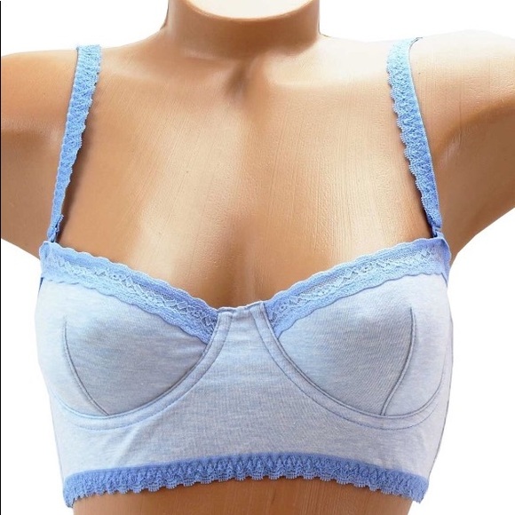 Blue with lace trim long line bra 34b; VS - Picture 3 of 3